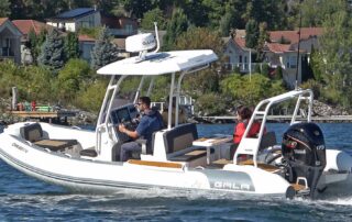 Cruising on a GALA RIB inflatable boat. 21ft 6.5m long, it is built for comfortable recreational boating, expert level fishing, & professional use